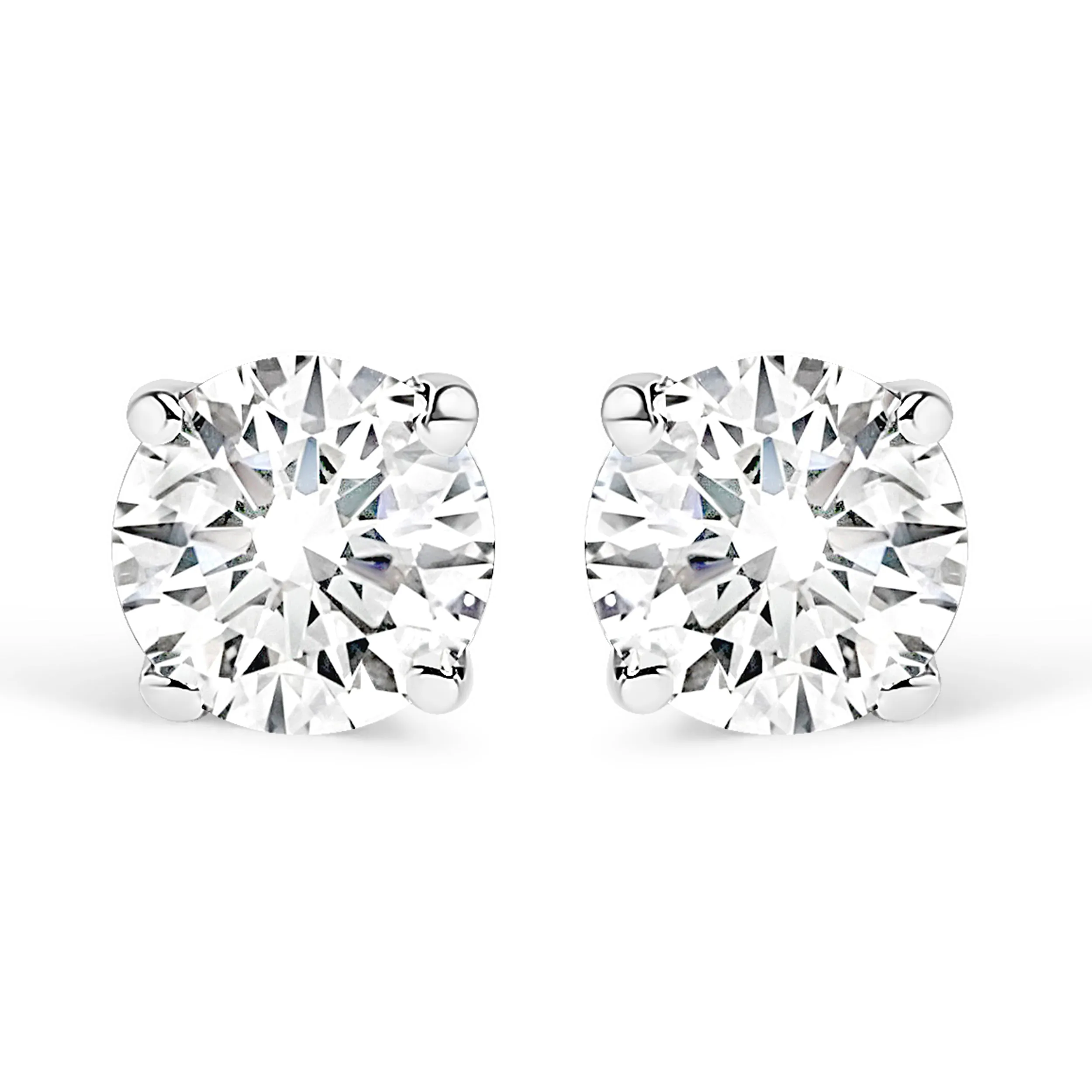 .925 Sterling Silver 1/3 Cttw Round Brilliant-Cut Near Colorless Diamond Classic 4-Prong Stud Earrings