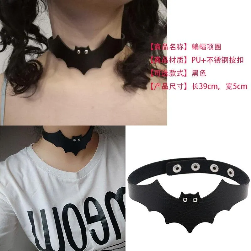 Hot Punk Harajuku Collar Choker Necklace Kit head PU Leather Choker Punk Goth  Handmade Neck Bracelet animal Jewelry wholesale