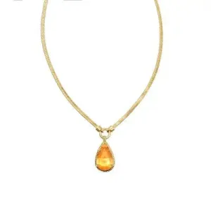 Kendra Scott Sami Catseye Herringbone 14K Gold Over Brass Statement Necklace - Coral Catseye