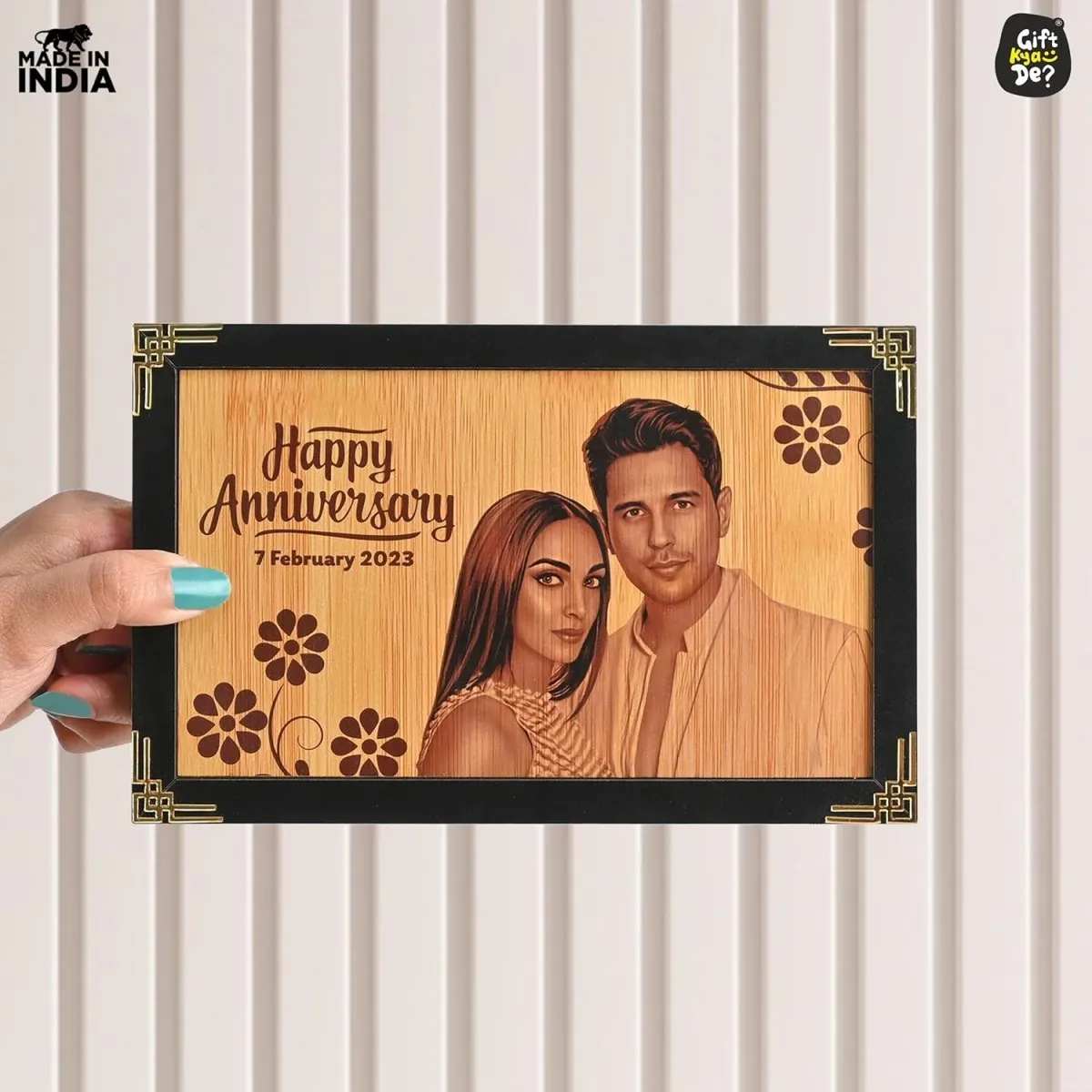 Personalized Wooden Table Mount Photo Frame | Gift For Anniversary, Valentine's Day | Sublimated 8x5 Inch