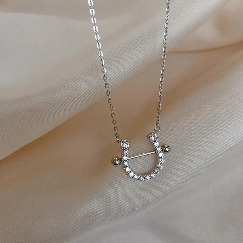 Radiant Horseshoe Zircon Necklace and Earrings Set